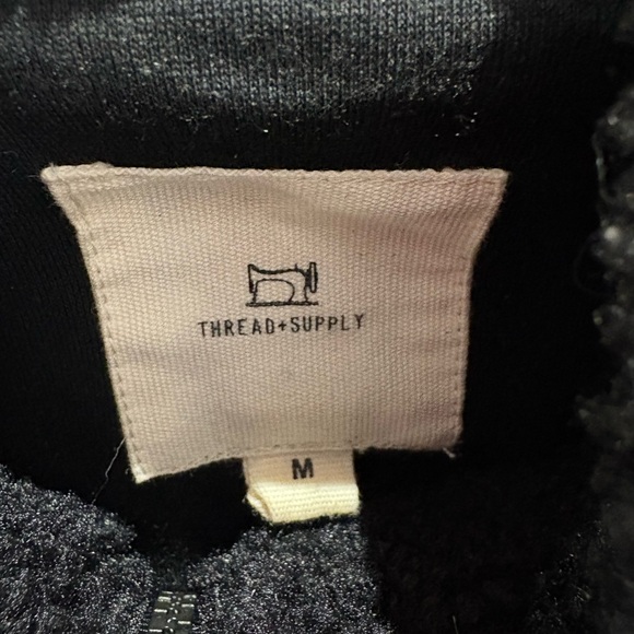 Thread & Supply Black Teddy Jacket with White Floral Accents - Picture 3 of 4